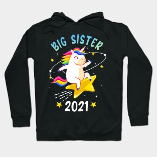 Big Sister 2021 Unicorn Sibling Girls Hoodie